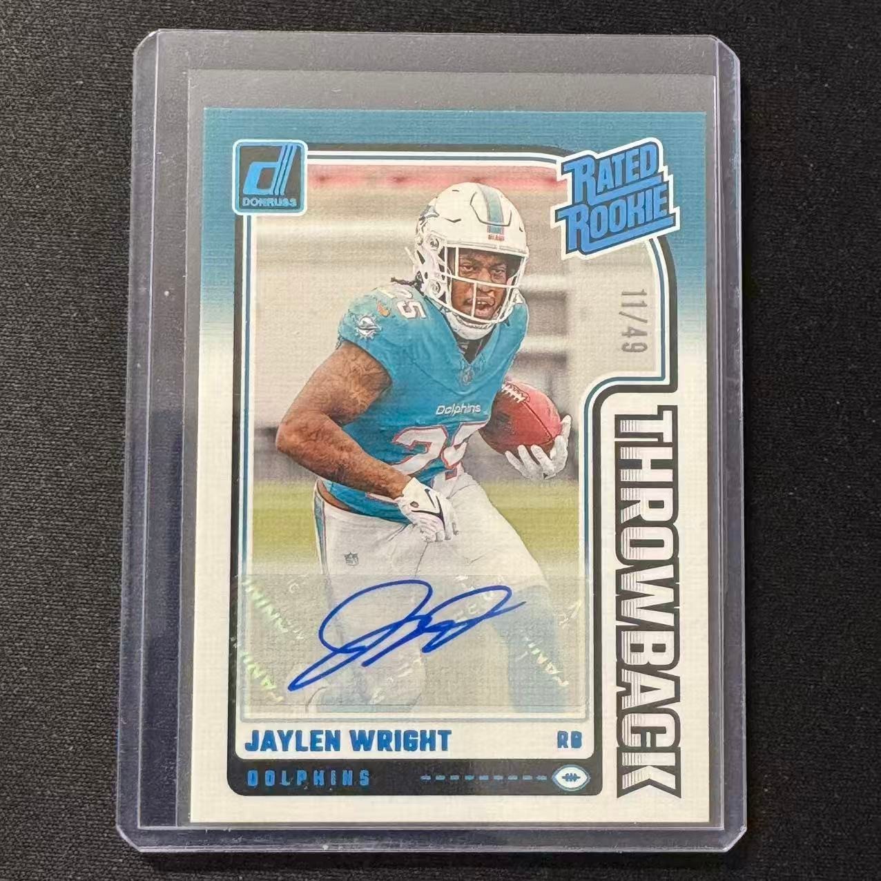 🚛GN 2024 PANINI DONRUSS RATED ROOKIE THROWBACK AUTO /49 RC JAYLEN WRIGHT #17