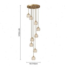 Modern Crystal Globe Chandeliers 12-Light Pendant Light Fixtures For Staircases