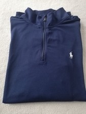 Polo GOLF Ralph Lauren Men XL Pullover Navi Blue Quarter Zip.
