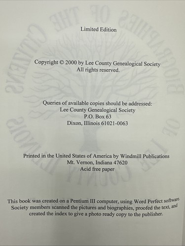Biographies Of The Citizens Of Lee County Illinois - Limited Edition 2000 - Picture 3 of 16