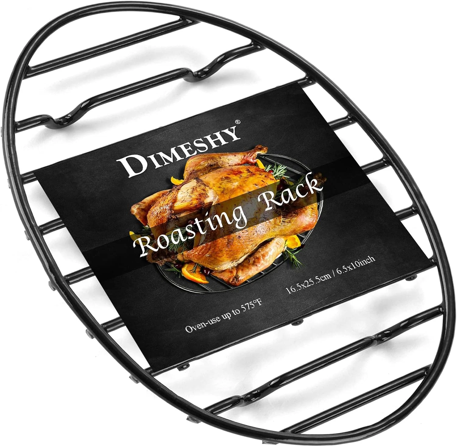 Roasting Rack, Black with Integrated Feet, Enamel Finished, Nonstick, Fit for 13