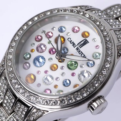CAPRI WATCH Ladies Quartz Multi-Color Swarovski Crystal RONDA 763