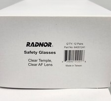 12 Pack Radnor Safety Glasses w/ Clear Frame  Anti Fog Lens 64051241