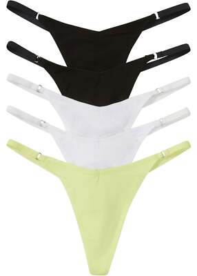 5tlg String m V-Shape mit Bio-Baumwolle Gr. 40/42 Schwarz+Weiß+Limettengruen Neu