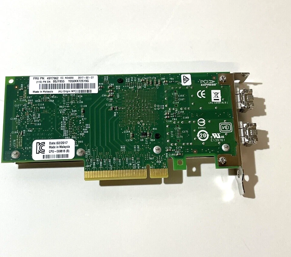 IBM 49Y7962 Intel X520-DA2 2-Port 10Gb SFP Server Adapter W/ SFP LOW Profile - Image 3 of 4