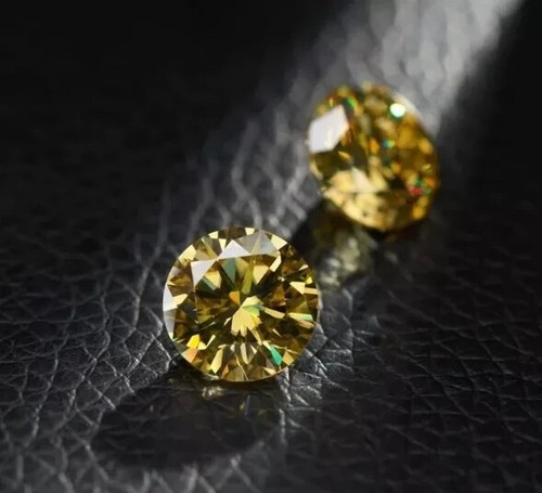 Loose Natural Yellow Color 6 CT Round Cut Lab Grown CVD Diamond VVS1 Certified - Picture 9 of 10