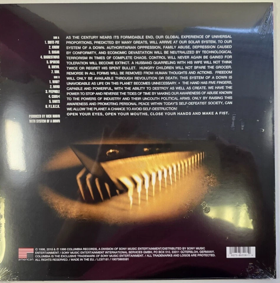 System Of A Down System Of A Down LP Album vinyl record 2018 reissue nu metal - Image 2 of 4