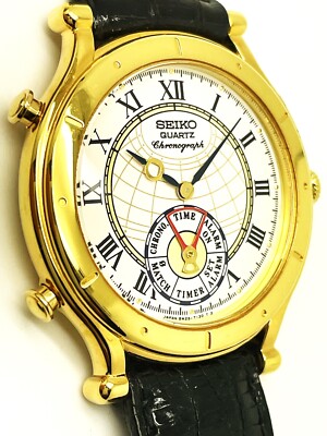 SEIKO MENS 8M25-7109 NOT-WORKING AGE OF DISCOVERY DRESS CHRONOGRAPH WATCH SDT134