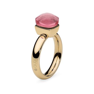 QUDO Ring »FIRENZE« big Goldfarben Light Fuchsia