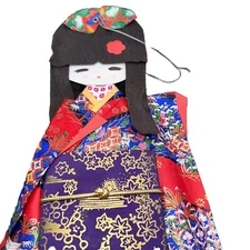 Vintage Japanese Large Paper Doll - Kimono, 20”x7”x1”, 1980s, With Wall Hanger