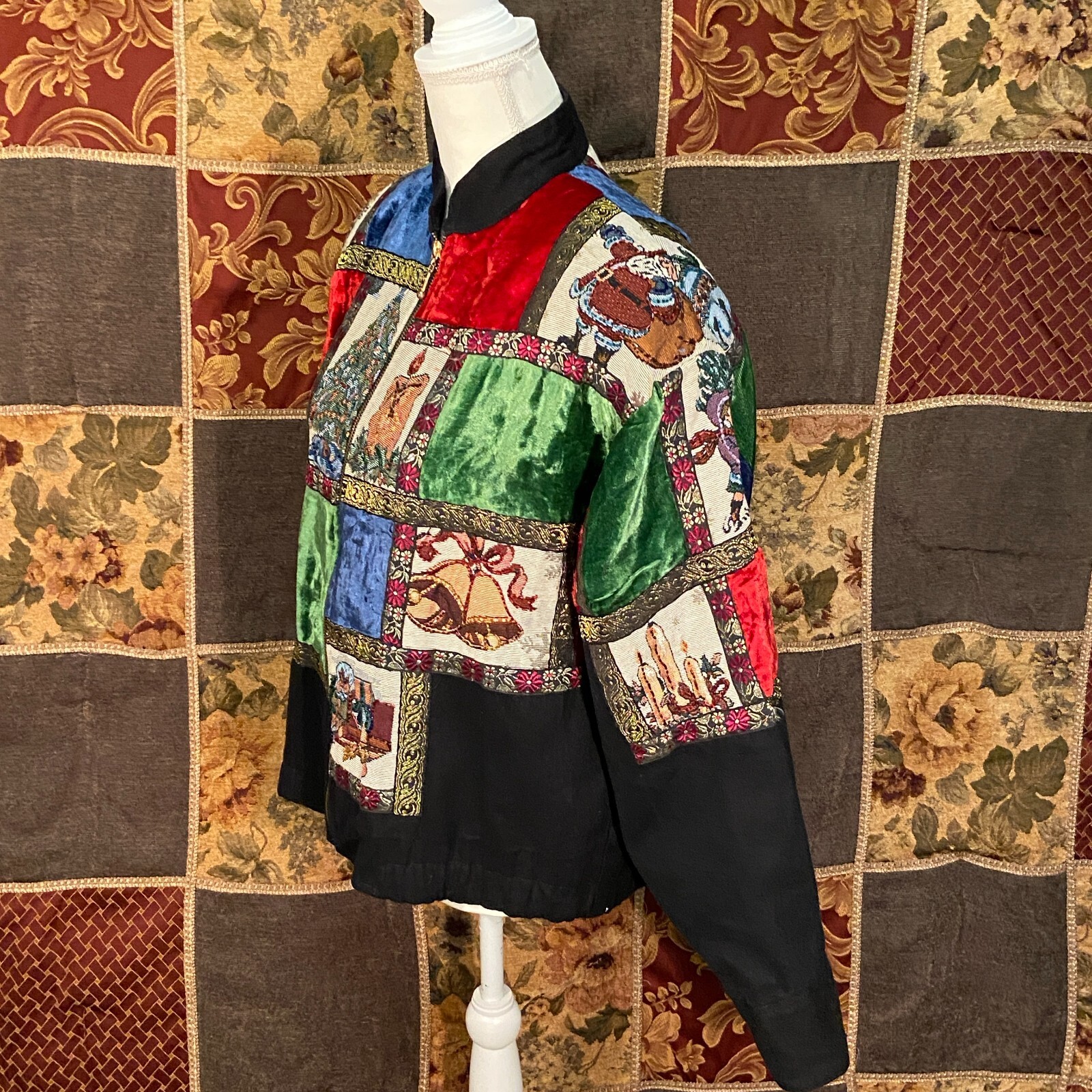 Modi Christmas Patchwork Embellished Lined Bomber… - image 4