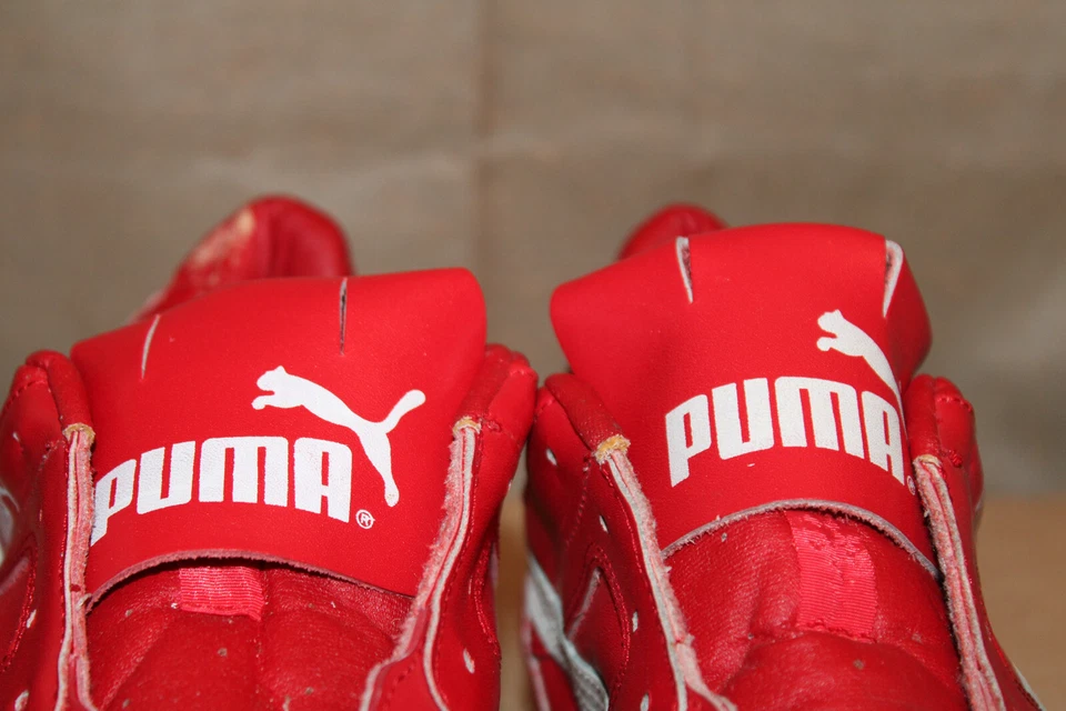 PUMA Red White Leather RARE Cleats Baseball Football 70s Soccer US 12 - Image 4 of 4