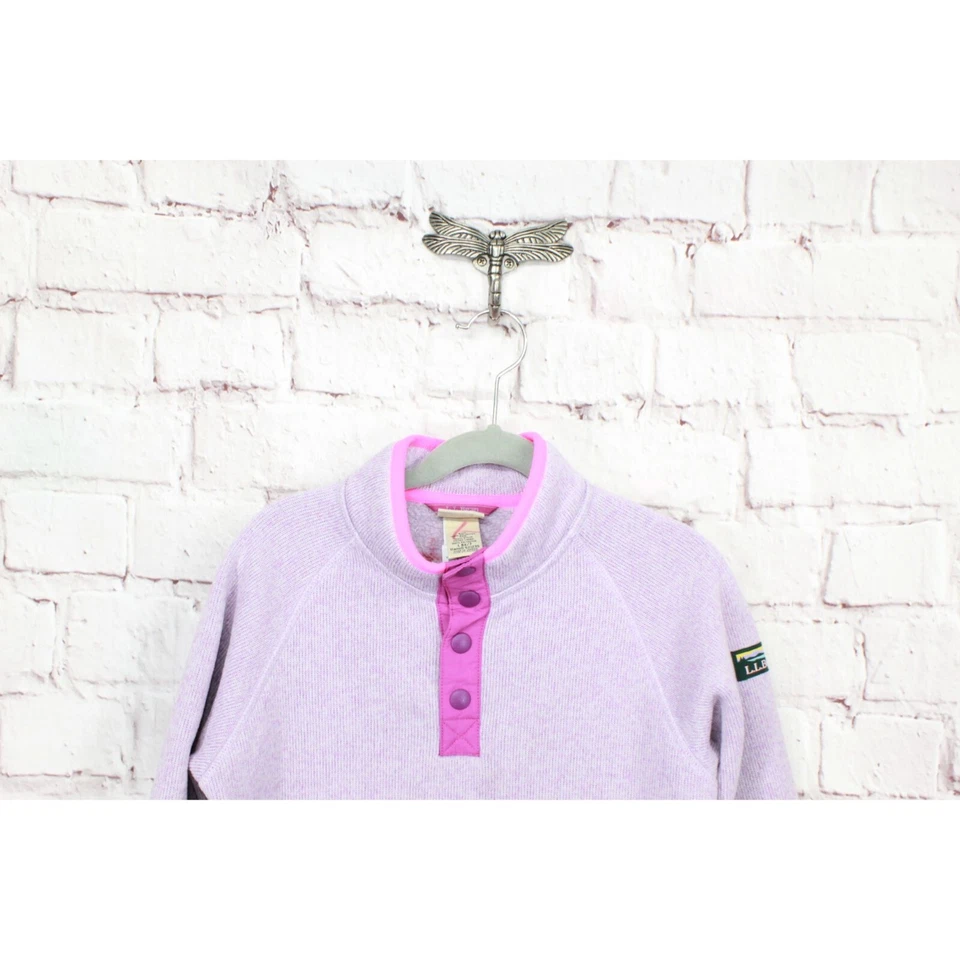 LL Bean Niñas Suéter Vellón Medio Presión Lavanda Hielo Talla L 6X-7 Foto 2 de 4