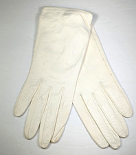 Classy Unlined Women's White Leather Gloves 1960s SIZE 6  MADE IN FRANCE