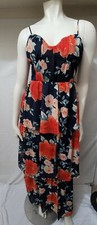 Crystal Doll Formal Prom Winterformal Dress Size 5 Navy Blue Floral Long