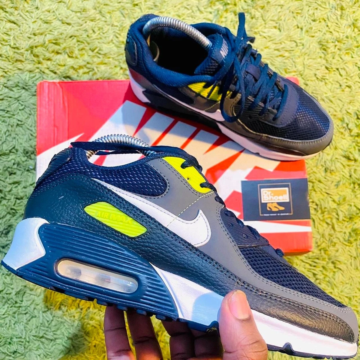 Nike Air Max 90 Navy White Grey UK 6 EU 39 24.5cm DB2614-400 | eBay