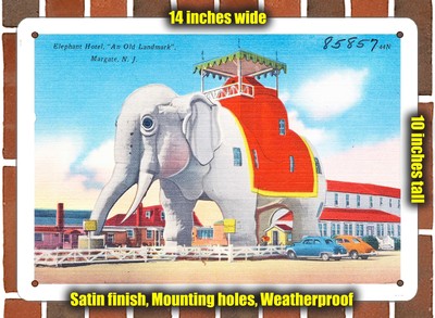METAL SIGN - New Jersey Postcard - Elephant Hotel, 'An Old Landmark', Margate,