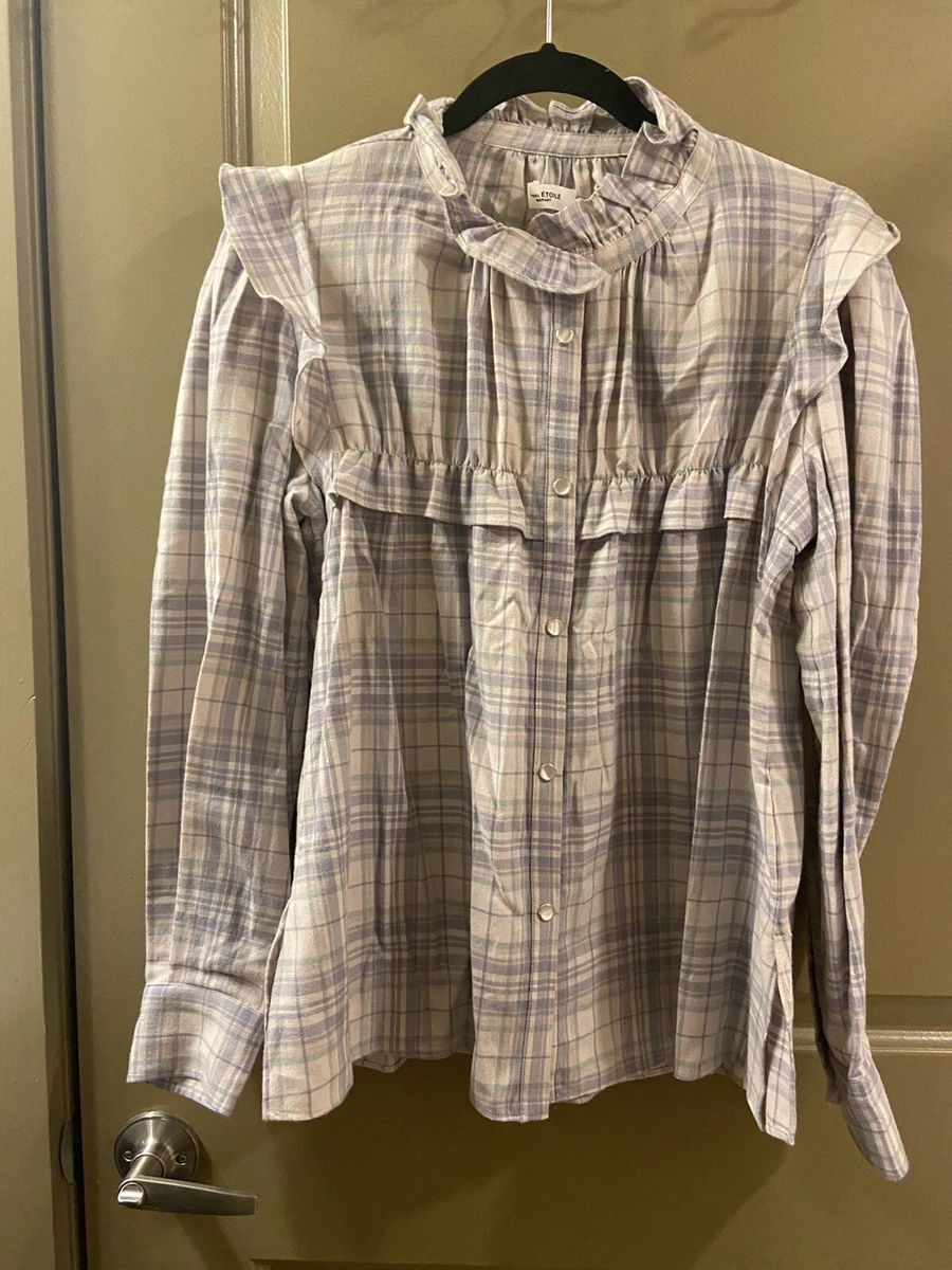 isabel marant etoile cotton plaid ruffle blouse top sz 40 item