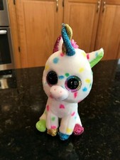 Ty Beanie Boos HARMONIE the Unicorn 7" Beanbag Plush Toy w/ Glitter Eyes