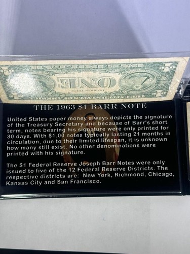 THE AMERICAN HERITAGE MINT-THE 1963 RED SEAL $2.00 BILL & THE 1963 $1 BARR NOTE - Picture 3 of 6