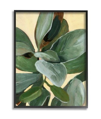 Potted Plant Study Full Green Leaves, Design by Annie Warren Black Framed Wal...