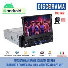 AUTORADIO ANDROID 2GB RAM STEREO SCHERMO A SCOMPARSA 1 DIN MOTORIZZATO GPS WIFI