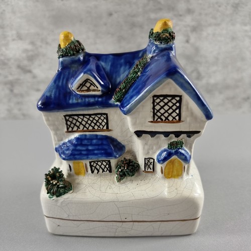 Staffordshire Ware Moneybox Stoneware House Flatback Ceramic Money Box