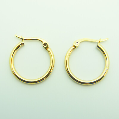 18k yellow Gold plated huggie hoop 20mm sleeper earrings Non