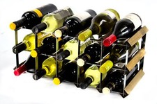 Cranville wine rack storage 15 bottle walnut stain wood/metal assembled