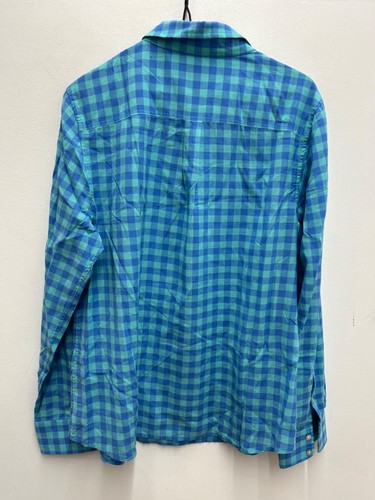 Vineyard Vines VTG Gingham 3/4 Button Pullover Blouse Green Blue 100% Cotton 16 - Picture 5 of 6