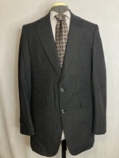 Stafford Mens Suit Jacket Blazer Sport Coat 38R 42" Gray Stripe 2 Button Wool