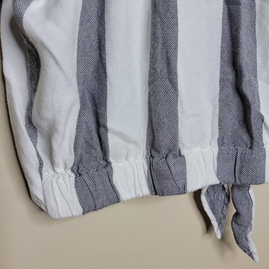 Sandy & Sid Button Front Cropped Stripe Short Sle… - image 9