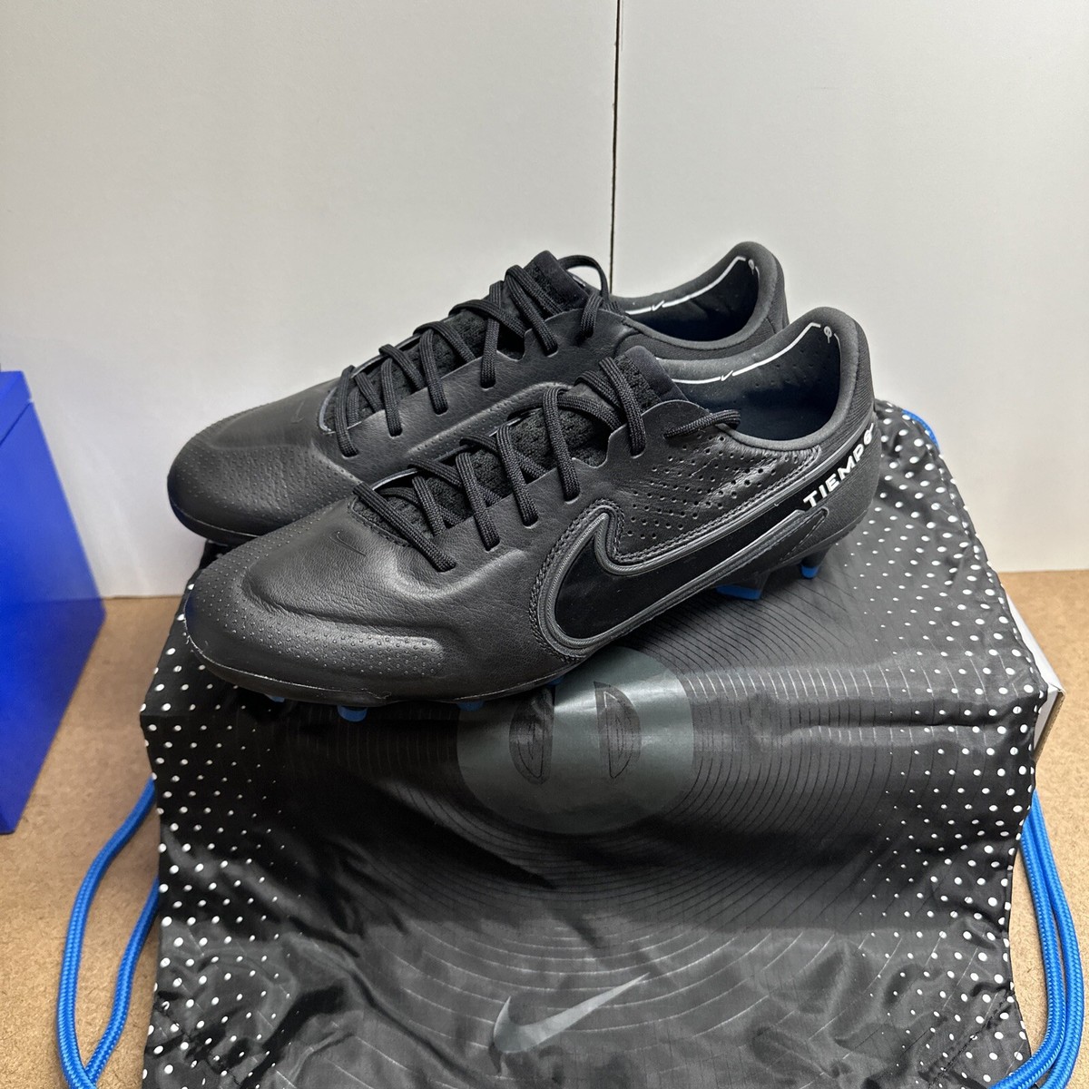Nike Tiempo Legend 9 Elite FG Black/Blue Soccer Cleat Mens Sz 7