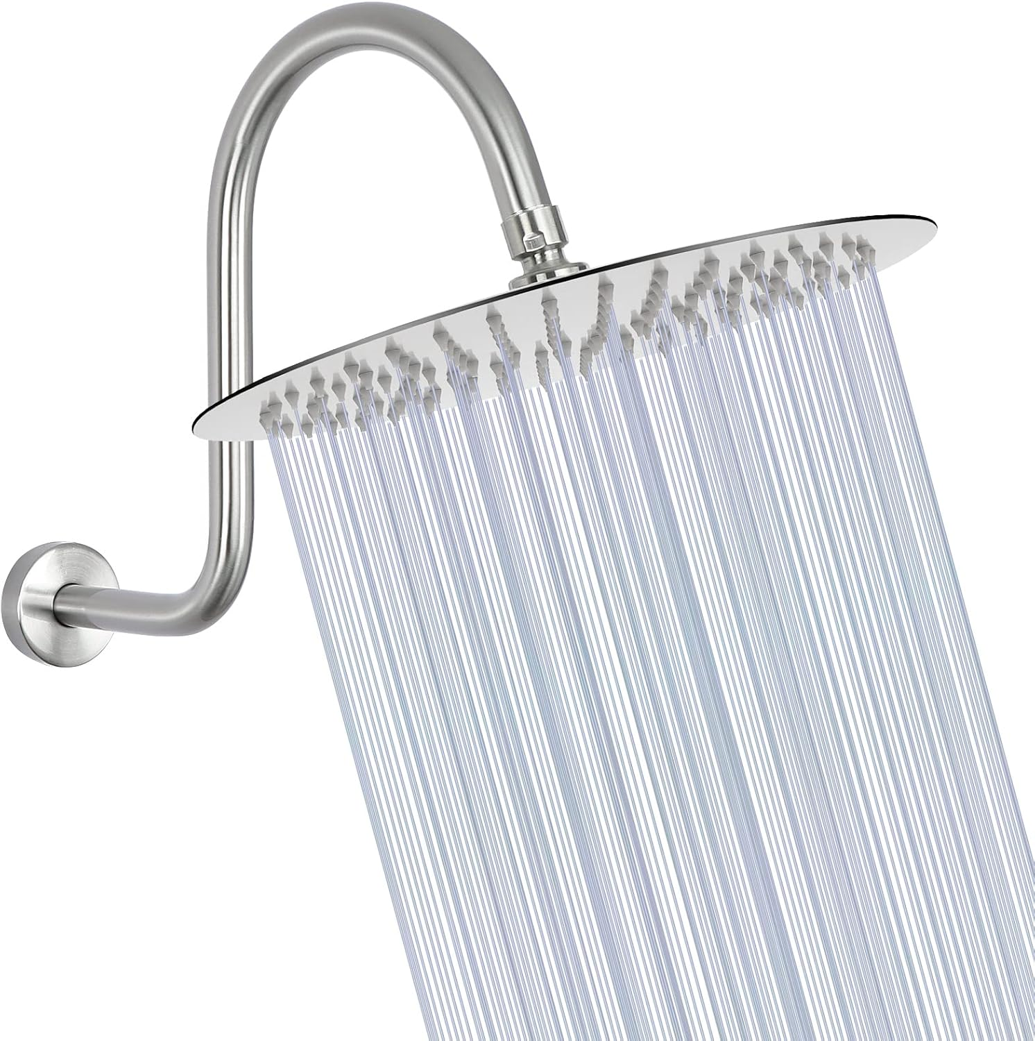 Rain Shower Head with S Shape Shower Arm, Large Stainless Steel Ultra Thin Ra...