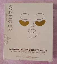 Wander Beauty Baggage Claim GOLD Eye Masks Hydrating 2 Pair New in Box