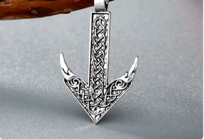 NORDIC VIKING KNOT ARROW Pendant 24'' 925 Sterling Silver Chain Necklace Men