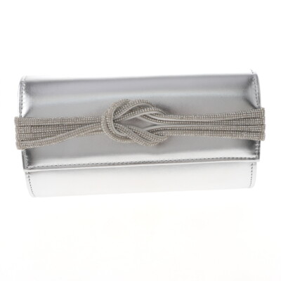 Fashion Faux Leatherette Clutch Evening Bag With Rhinestone WLY100-SIL