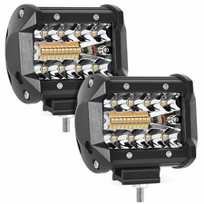 Pair 4 Inch Led Work Light Bar Cube Pods Off-road Lamp White Amber Strobe Flash