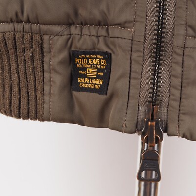 Polo Jeans Co Ralph Lauren Vintage Men's Olive Bomber Lined Flight