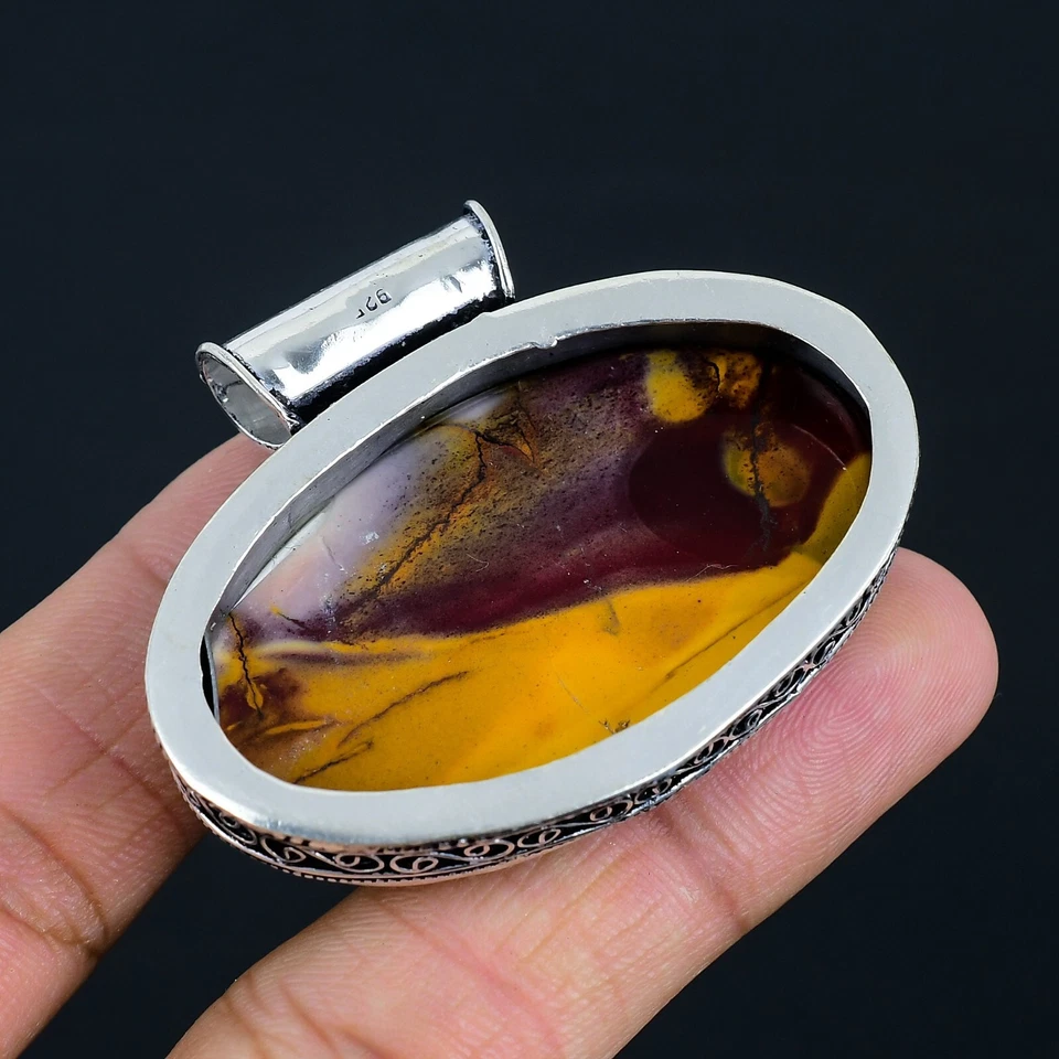 Bonito Colgante Mookaite Amarillo Plata de Ley 925 Joyería Boho Regalo para Amigos Foto 3 de 4
