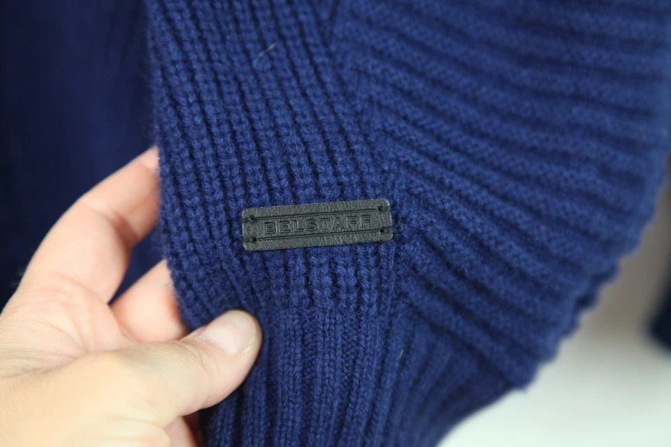 Belstaff Mens XL Crewneck Pullover Chunky Ribbed Knit Cashmere Wool Quiet Luxury - Image 4 of 4