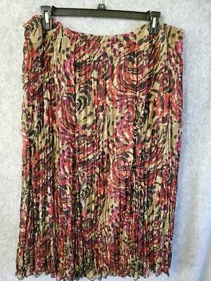 Ruby Red Bohemian Skirt Women Size 18W W-38'' L-34'' Red Brown Blk Lined #808