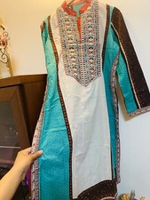 Brand New 3 Piece Embroidered Printed Large Readymade Stitched Suit Pakistani L