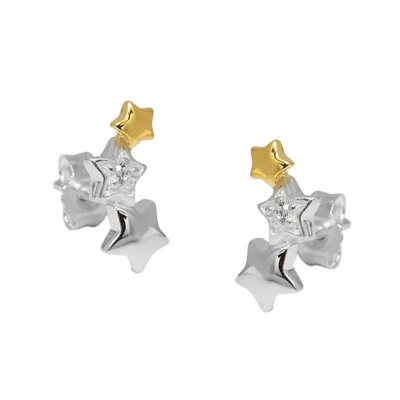 Orecchini A Perno Stella In Argento Sterling 925 Con Zirconi - Gioielli Dew - Regalo In Elegante Confezione