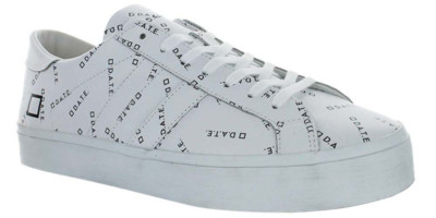 D.A.T.E. Italian Men's Hill Double Fantasy Logo Weiß Leder Halbschuhe