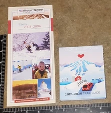 2003/04 MT SNOW, SKI AREA 12 PAGE BROCHURE & A 2019/20 TRAIL MAP. MINT COND.