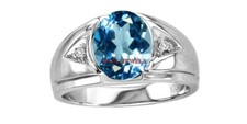 Nat&uuml;rlicher Blauer Topas Edelstein Mit 925er Sterlingsilberring F&uuml;r M&auml;nner AJ443