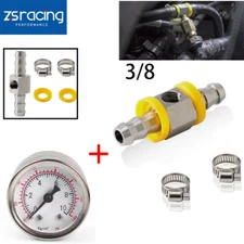 Fuel Pressure Gauge 0-140PSI with In-Line Adapter 3/8 Inch Oil Pressure Gauge