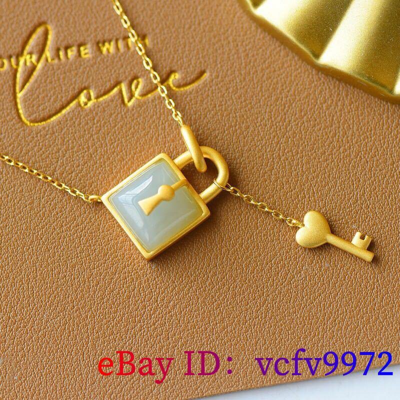 White Jade Key Pendant Necklace Jewelry Natural 925 Silver Gift ...