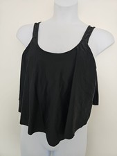 Flounce Black Tankini Swimsuit Top Size XL Built-in-Bra Dual Adjustable Straps